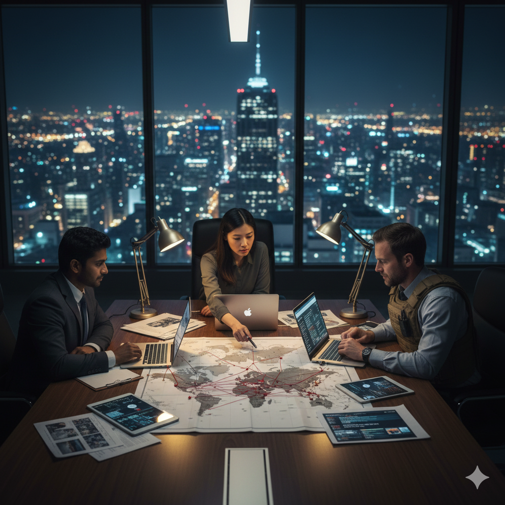 Strategic consulting meeting analyzing data